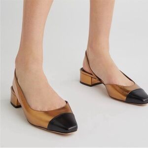 NEW Veronica Beard Metallic Gold Cecile Half d'Orsay Slingback Shoes Size 8